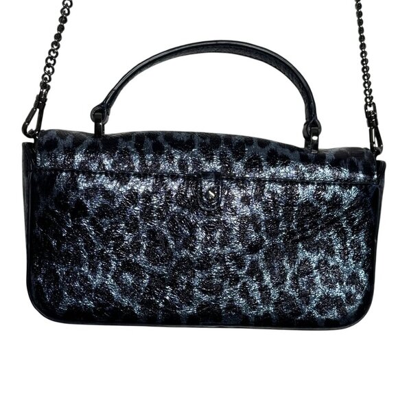 Kate Spade Market crossbody Top Handle Bag Collins Leopard Metallic Blue Sample - Picture 7 of 11